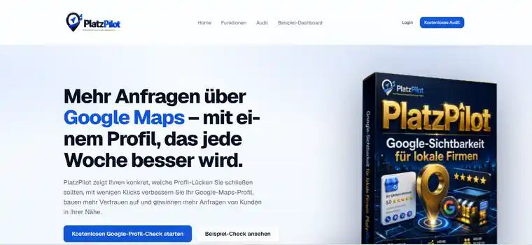 PLATZPILOT — Startseite der Anwendung